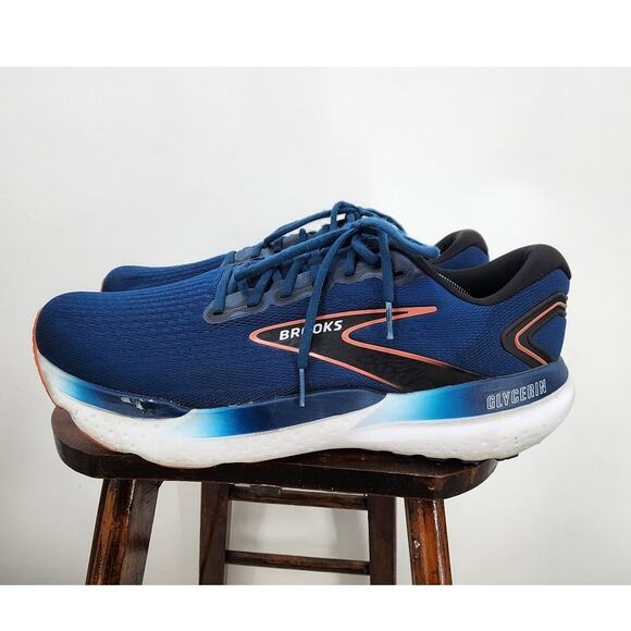 Men's Brooks Glycerin 21 Running Athletic Sneakers Blue Orange Size US 14 - Picture 2 of 11